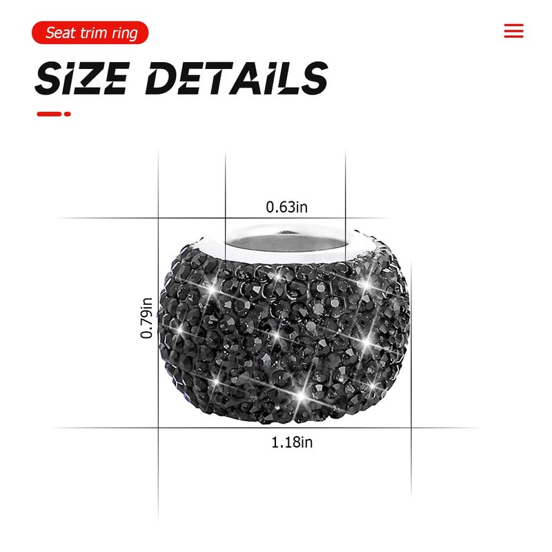 BELOMI 4 Pack Car Headrest Collars  Bling Car Head Rest Collars Rings Decor  Rhinestone Car Head Rest Collars  Diamond Interior Car Seat Accessory (Black) - Image 2